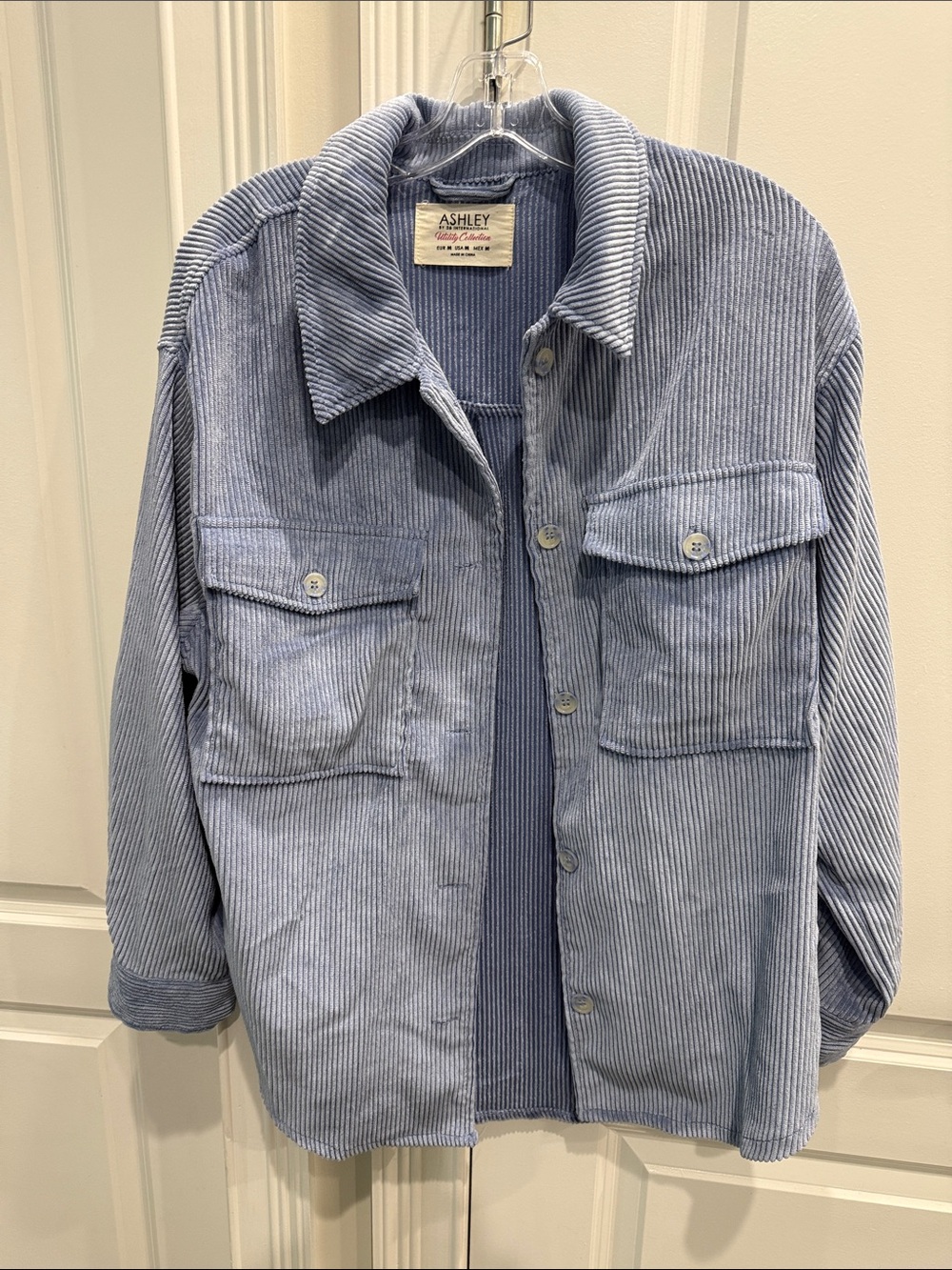 Ashley By 26 International Light Blue Corduroy Shacket
